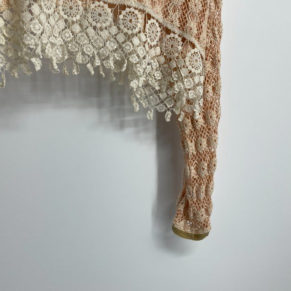 Free People Pink and White Crochet Crop Top - Picture 10 of 16